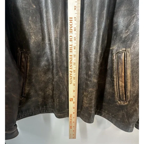 VTG 80's Daniel Cremieux Mens Sz XL Aged Leather Bomber Brown Burnished Jacket - Picture 6 of 16